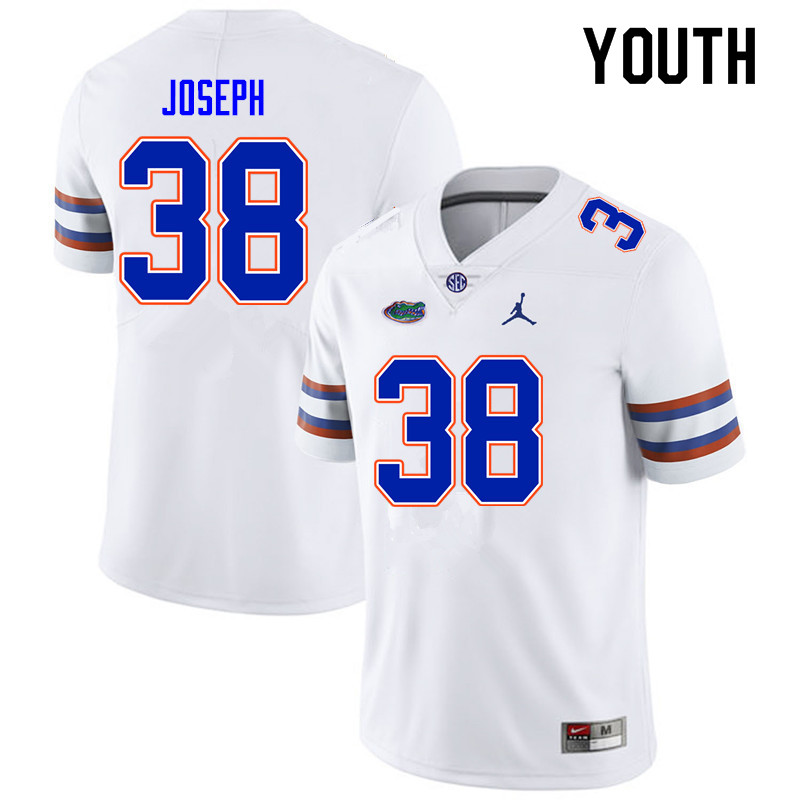 Youth #38 Carlson Joseph Florida Gators College Football Jerseys Sale-White
